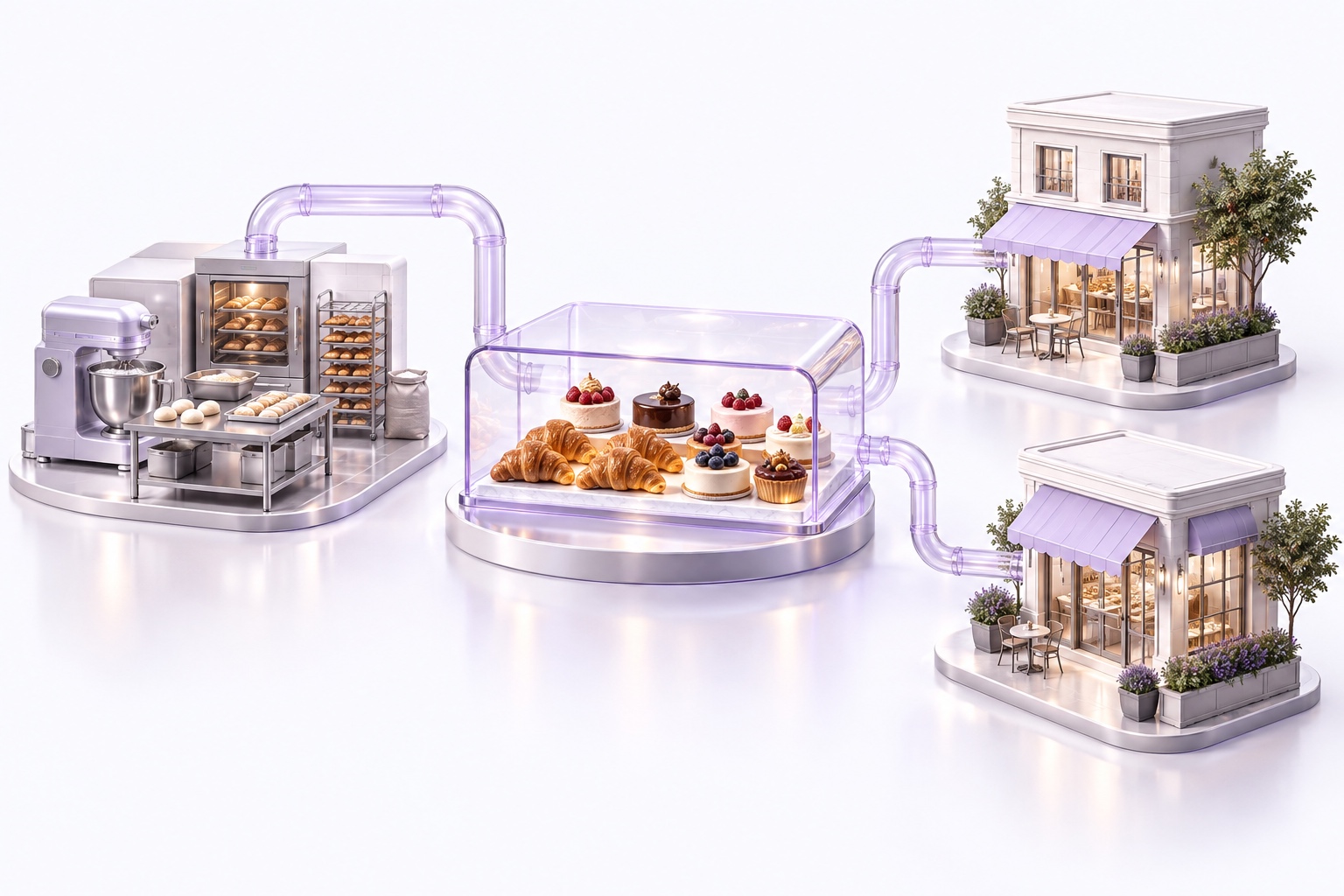 Production, fresh products and locations connected by a shared plan